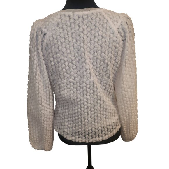 INC White Bubble Detail Balloon Sleeve Blouse Size M - Picture 2 of 6